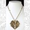 Antiqued Brass Floral Filigree Victorian Heart Pendant - AB-P02